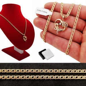Złoty Łańcuszek Rombo+matka Z Dzieciątkiem W Sercu