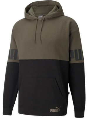 Bluza męska Puma Power Colorblock Hoodie FL zielono-czarna  846103 44