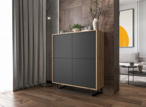 Komoda Loft Industrial Wotan Szary Mat
