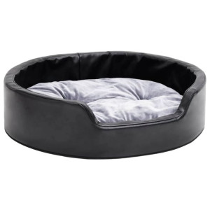Legowisko dla psa, czarno-szare, 69x59x19 cm, plusz i ekoskóra