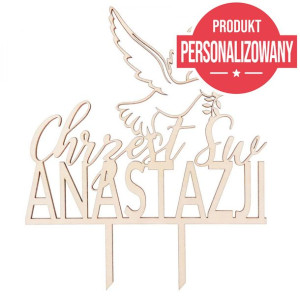 Topper na tort chrzest chrzciny gołąbek imię