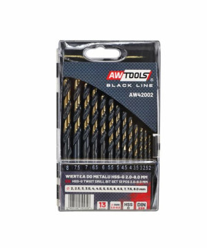 AW Tools Zestaw wierteł do metalu HSS 13szt. (2-8mm) Premium AW42002