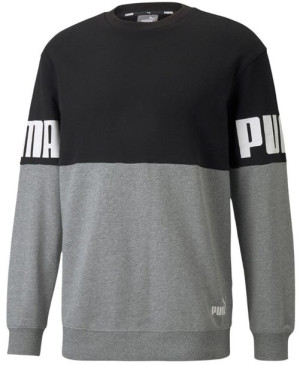 Bluza męska Puma Power Colorblock Crew szaro-czarna 589430 01