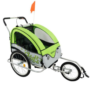 Przyczepka rowerowa dla dzieci Artnico 3w1 2 osobowa LED zielona