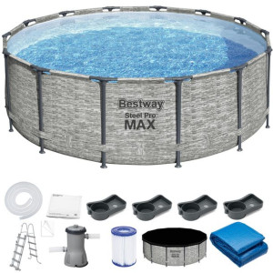 Bestway Basen stelażowy 427x122 kamień 12w1 5619D