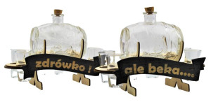 Zestaw Beczka 0,5 l  2 wzory  Kieliszki do wódki 6 sztuk + Gratis