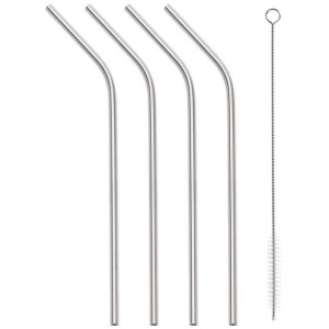 Słomki Do Napojów Stalowe Z Czyścikiem Wielorazowe Rurki Metalowe 21cm