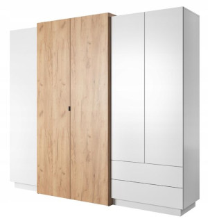 Nowoczesna szafa 230 cm SELSO biały + craft złoty