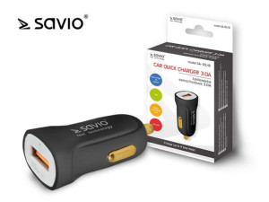 Ładowarka samochodowa Savio SA-05/B Quick Charge 3.0, czarna