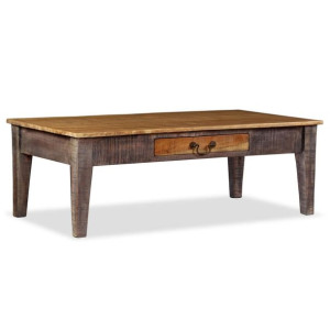 Stolik kawowy w stylu vintage, lite drewno, 118 x 60 x 40 cm