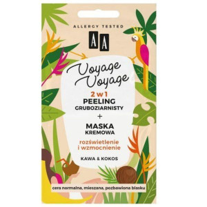AA Voyage Voyage 2w1 peeling+maska kremowa kawa kokos Nowy AA Gruboziarnist