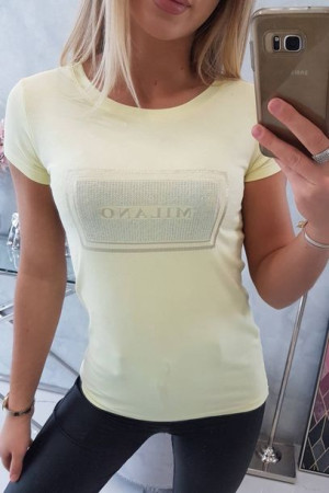 Bluzka T-shirt Koszulka Damska Z Krótkim Rękawem Żółty