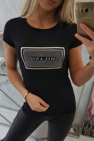 Bluzka T-shirt Koszulka Damska Z Krótkim Rękawem Czarna