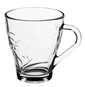 Szklanka z uchem kubek szklany DAISY 250 ml wzór kwiaty