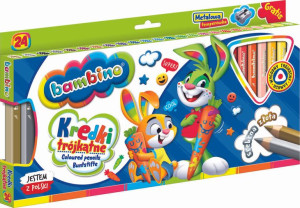 BAMBINO Kredki trójkątne w oprawie drewnianej 24 kolorów + temperówka