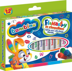 BAMBINO Flamastry ze stempelkami 12 kolorów