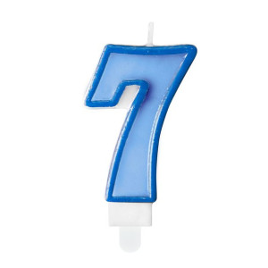 Świeczka urodzinowa niebieska cyferka 7 siedem