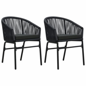 Krzesła ogrodowe, 2 szt., czarne, rattan PVC