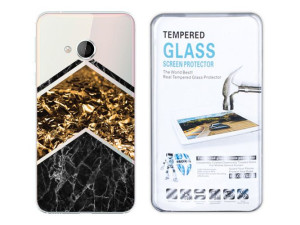 Htc U Play Etui Marmur Nadruk Kreatui Case + Szkło
