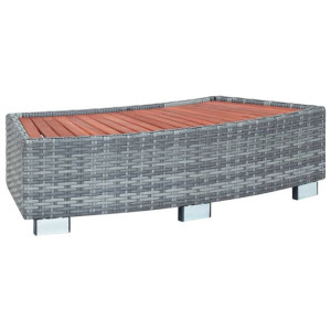 Stopień do spa, szary, 92 x 45 x 25 cm, polirattanowy