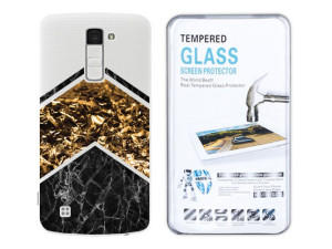 Lg K10 Etui Marmur Nadruk Kreatui Obudowa + Szkło