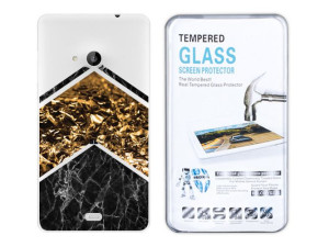 Microsoft Lumia 535 Etui Marmur Nadruk + Szkło 9h