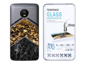 Motorola Moto E4 Plus Etui Marmur Nadruk +szkło 9h