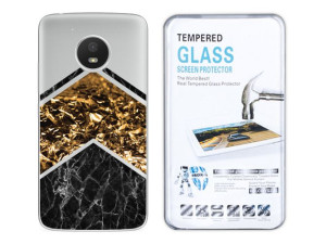 Motorola Moto E4 Etui Marmur Nadruk Kreatui +szkło