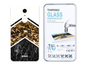 Alcatel A3 Xl Etui Marmur Nadruk Case Tył + Szkło