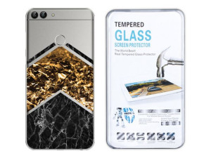 Huawei P Smart Etui Marmur Nadruk Kreatui + Szkło