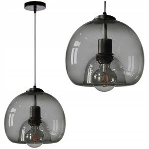 Lampa Wisząca Sufitowa Żyrandol E27 Szklana Szara
