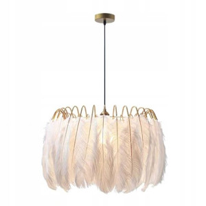 Lampa Wisząca Sufitowa Złota Z Piórami Glamour E27