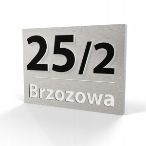 Podświetlany numer domu tabliczka adresowa 1RBA LED 30x40cm INOX