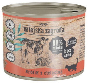 Wiejska Zagroda | Dla kociąt | Puszka 200g - Królik z cielęciną 200g