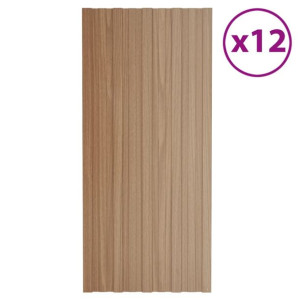 Panele dachowe, 12 szt., stal, kolor jasnego drewna, 100x45 cm