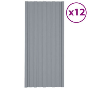 Panele dachowe, 12 szt., stal galwanizowana, srebrne, 100x45 cm