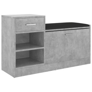 Ławka z miejscem na buty, szarość betonu, 94,5x31x57 cm, płyta