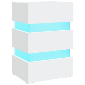 Szafka nocna z LED, biała, 45x35x67 cm, płyta wiórowa