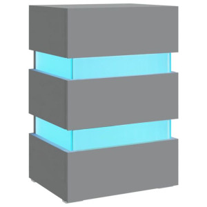 Szafka nocna z LED, szara, 45x35x67 cm, płyta wiórowa