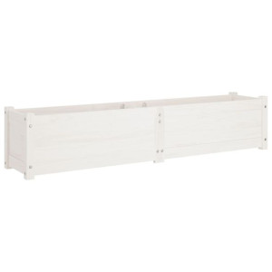 Podwyższona donica ogrodowa, biała, 150x31x31 cm, sosnowa