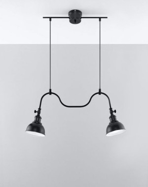 Industrialna LAMPA wisząca SOL SL308 metalowa OPRAWA zwis kopuły czarne