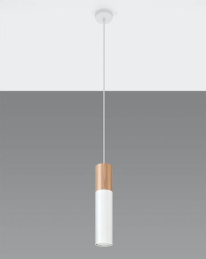 Skandynawska LAMPA wisząca SOL SL628 metalowa OPRAWA tuba ZWIS hygge drewni
