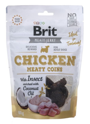 Brit Jerky Chicken Meaty Coins with instect - Kurczak - przysmak dla psa -