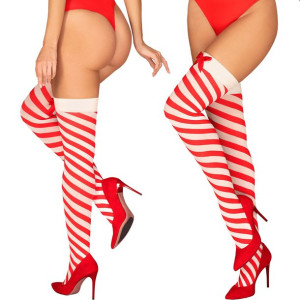 OBSESSIVE Święta Kissmas Pończochy Samonośne L/XL