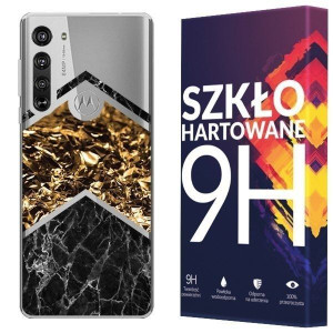Etui Do Motorola Edge Case Nadruk Marmur + Szkło