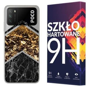 Etui Do Xiaomi Poco M3 Pokrowiec Marmur + Szkło 9h