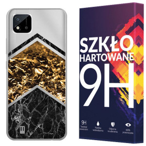Etui Do Realme C20 Pokrowiec Nadruk Marmur + Szkło