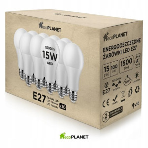 10x Żarówka LED E27 15W A60 Barwy 1500Lm