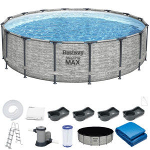 Bestway Basen stelażowy 488x122 kamień 12w1 5619E