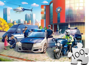 Puzzle CASTORLAND dla dzieci 100 el - Posterunek policji